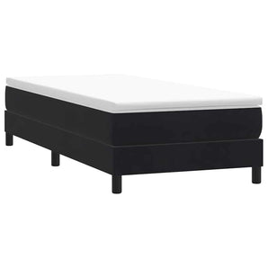 Pat cu arcuri fără saltea negru 90x210 cm catifea