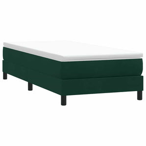 Pat cu arcuri fără saltea verde închis 90x210 cm catifea