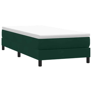 Pat cu arcuri fără saltea verde închis 100x210 cm catifea