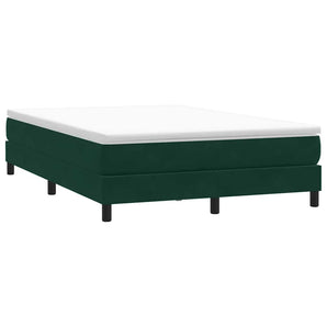 Pat cu arcuri fără saltea verde închis 140x210 cm catifea