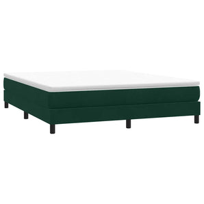 Pat cu arcuri fără saltea verde închis 180x210 cm catifea