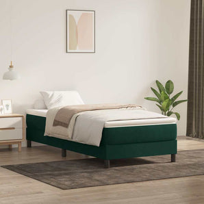 Pat cu arcuri fără saltea verde închis 90x220 cm catifea