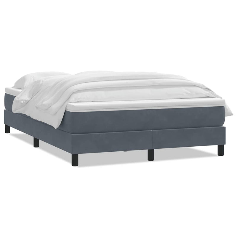 Pat box spring cu saltea, gri închis, 160x210 cm, catifea