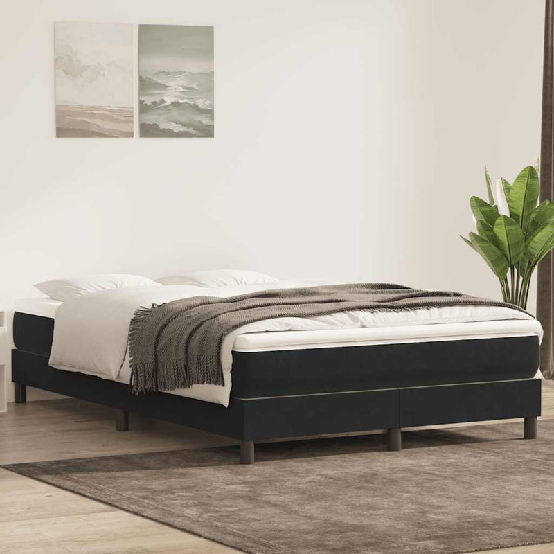 Pat box spring cu saltea, negru, 160x210 cm, catifea
