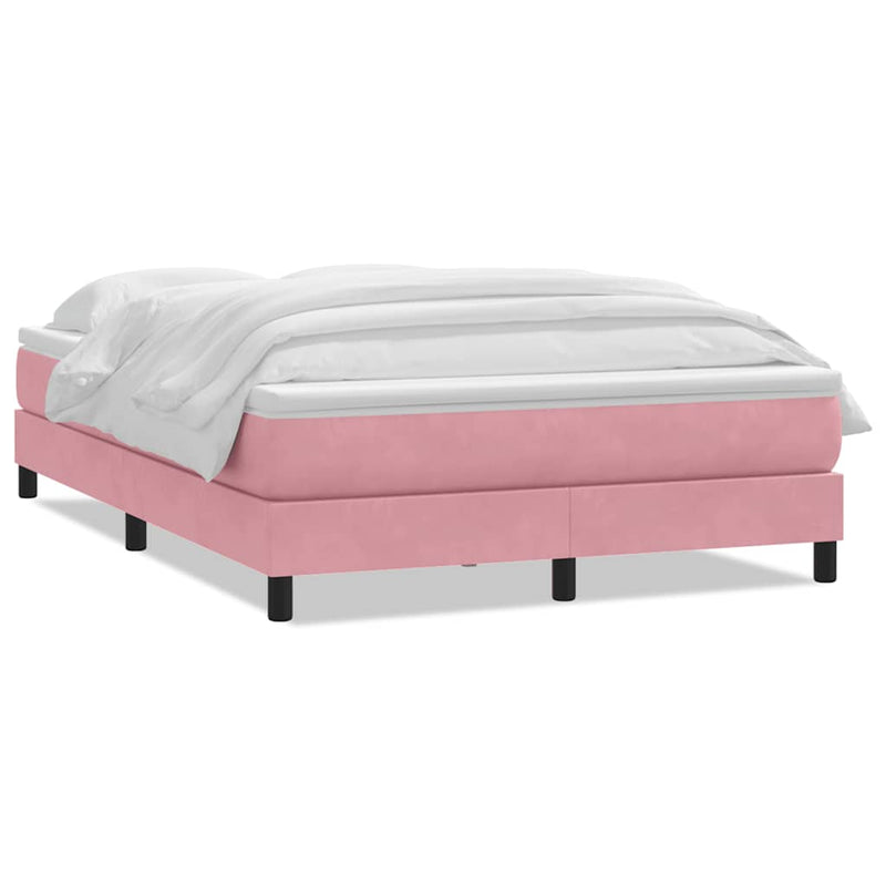 Pat box spring cu saltea, roz, 160x210 cm, catifea