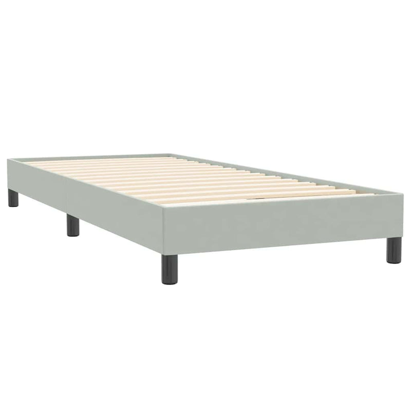 Pat box spring cu saltea, gri deschis, 80x220 cm, catifea