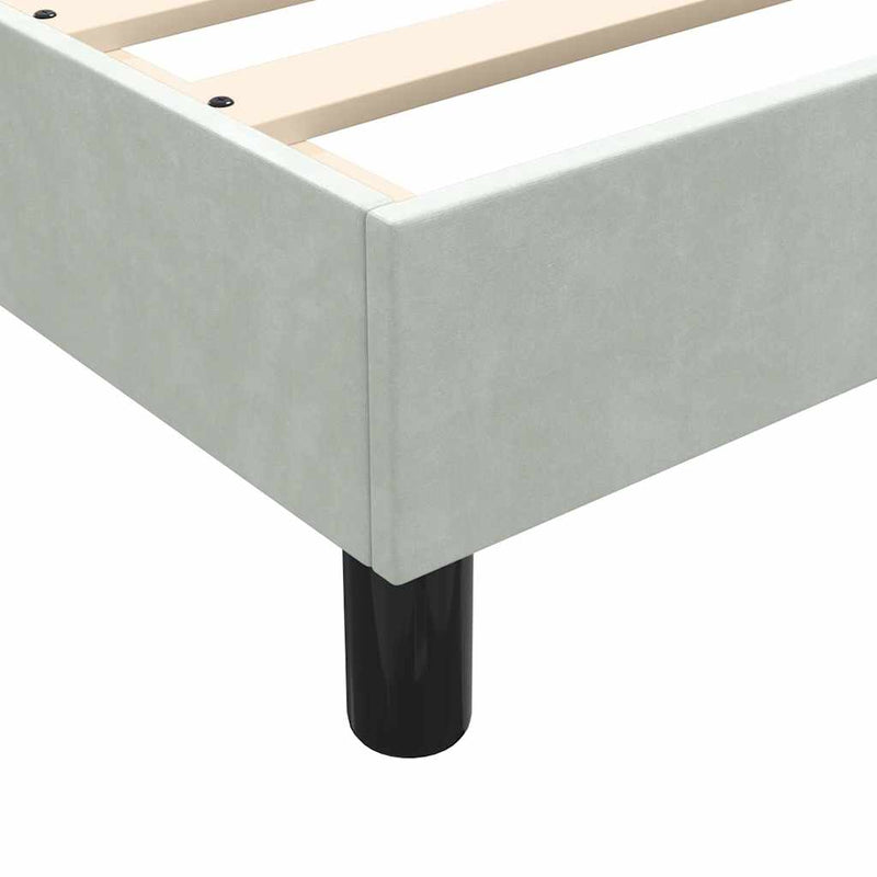 Pat box spring cu saltea, gri deschis, 80x220 cm, catifea