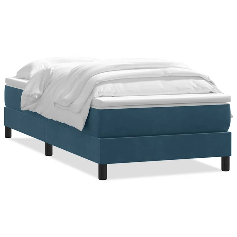 Pat box spring cu saltea, albastru închis, 80x220 cm, catifea
