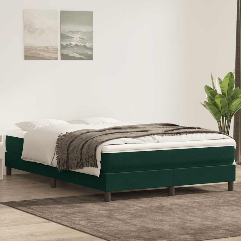 Pat box spring cu saltea, verde închis, 160x220 cm, catifea