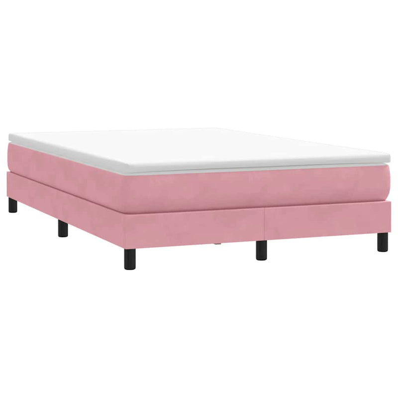 Pat box spring cu saltea, roz, 160x220 cm, catifea