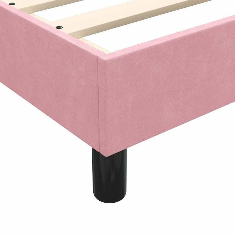 Pat box spring cu saltea, roz, 160x220 cm, catifea