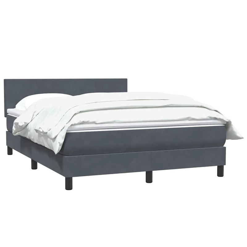 Pat box spring cu saltea, gri închis, 160x210 cm, catifea