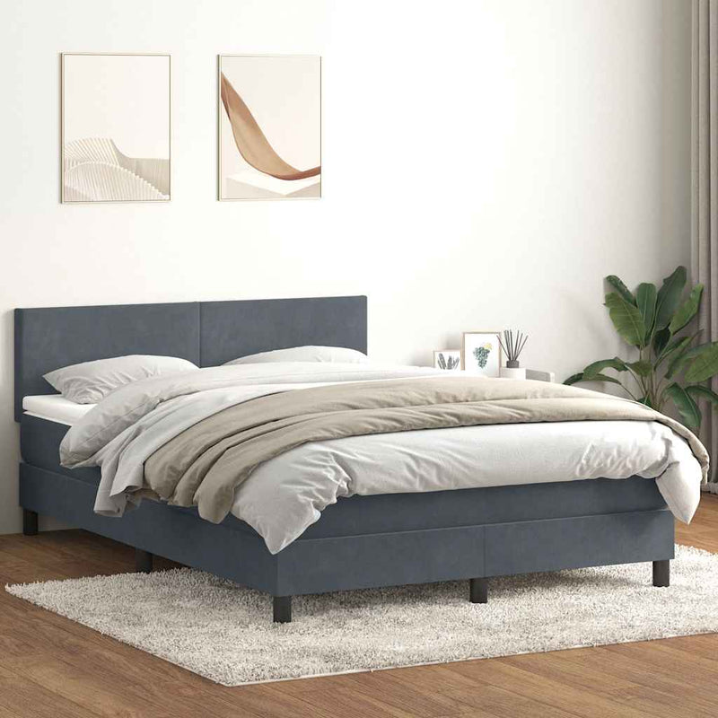 Pat box spring cu saltea, gri închis, 160x210 cm, catifea