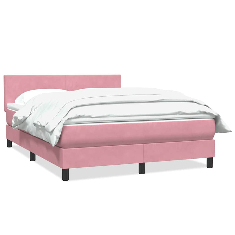Pat box spring cu saltea, roz, 160x210 cm, catifea