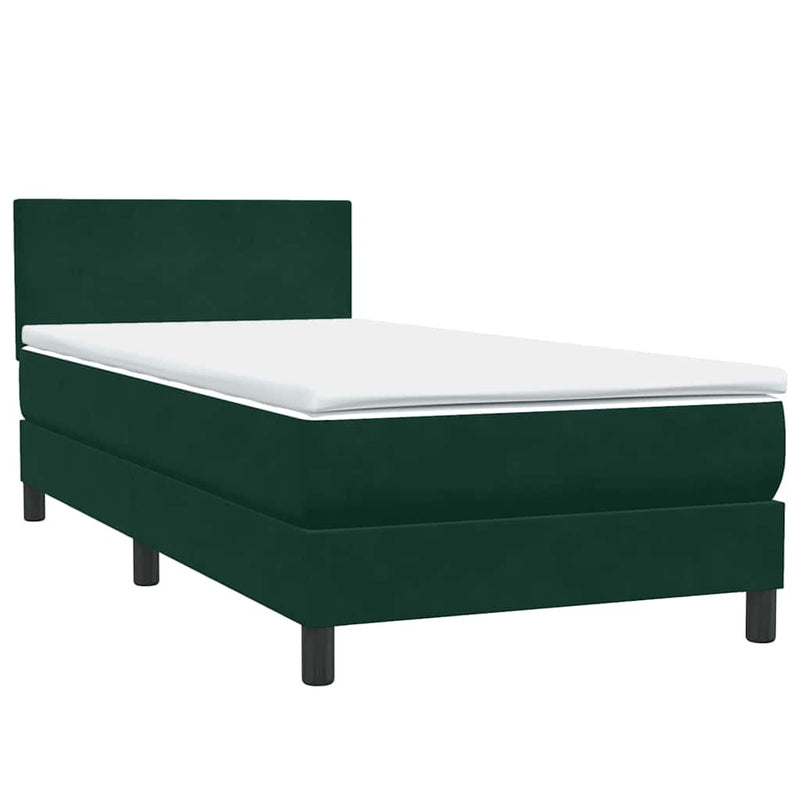 Pat box spring cu saltea, verde închis, 80x220 cm, catifea