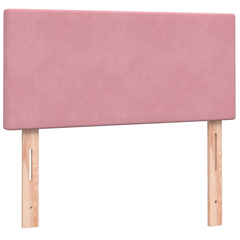 Pat box spring cu saltea, roz, 80x220 cm, catifea