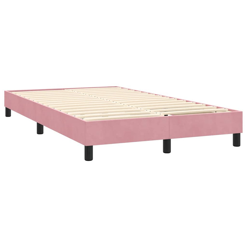 Pat box spring cu saltea, roz, 120x220 cm, catifea