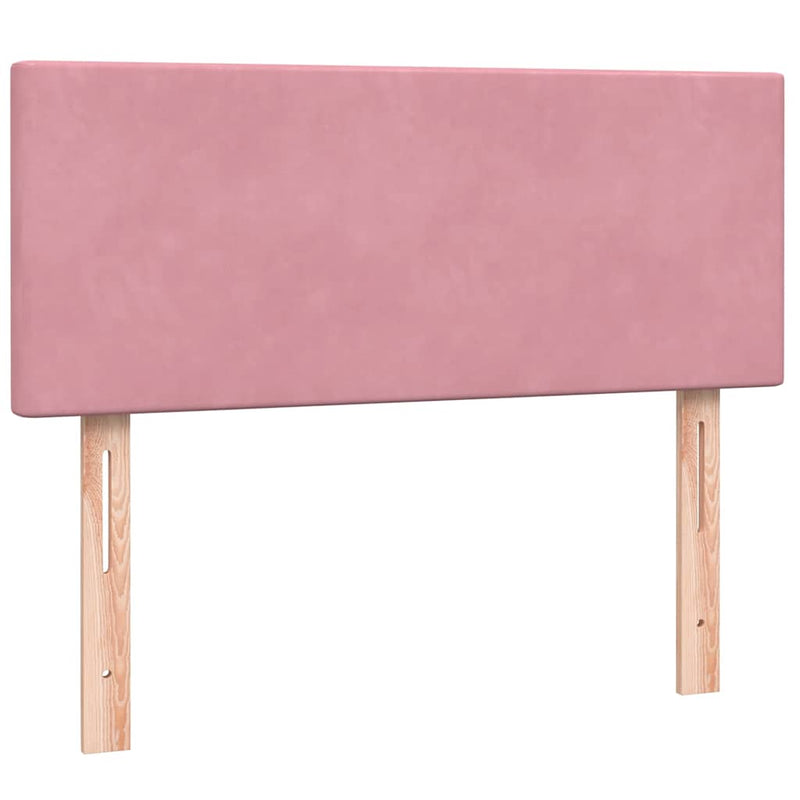 Pat box spring cu saltea, roz, 120x220 cm, catifea