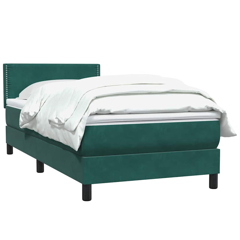 Pat box spring cu saltea, verde închis, 80x220 cm, catifea