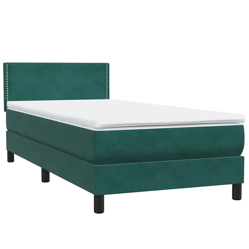 Pat box spring cu saltea, verde închis, 80x220 cm, catifea