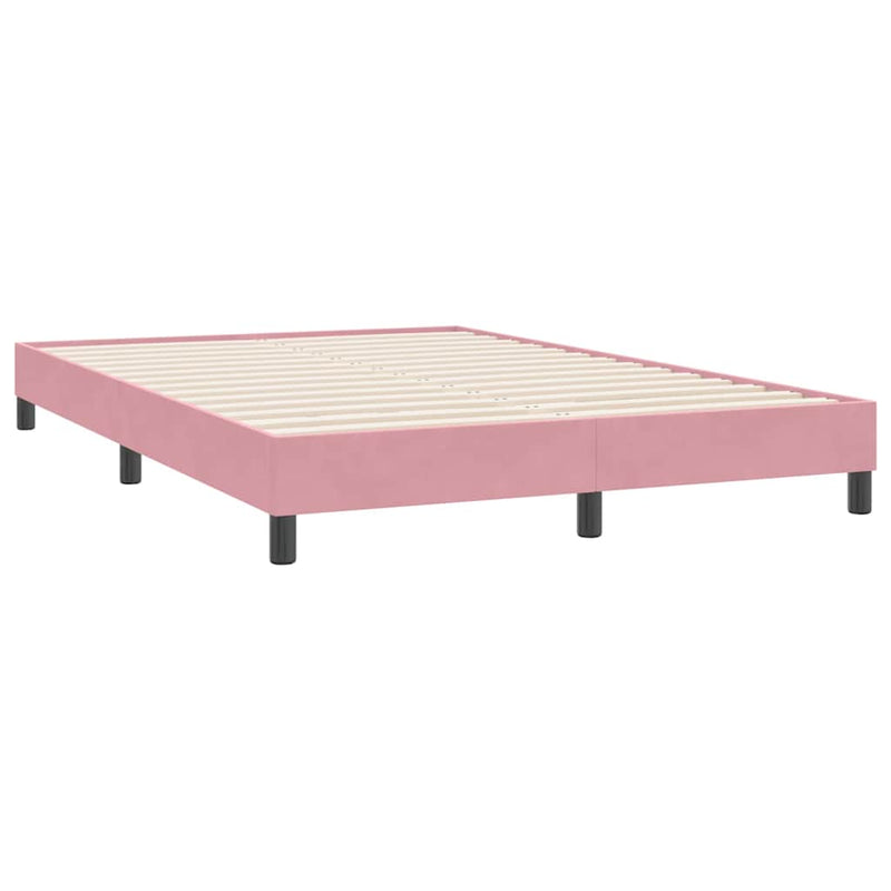 Pat box spring cu saltea, roz, 160x220 cm, catifea