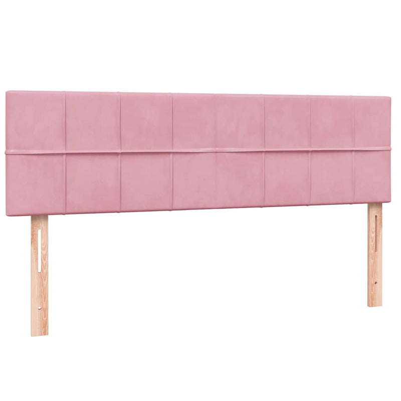 Pat box spring cu saltea, roz, 140x210 cm, catifea