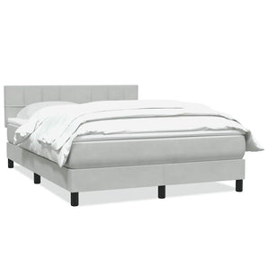 Pat box spring cu saltea, gri deschis, 160x210 cm, catifea