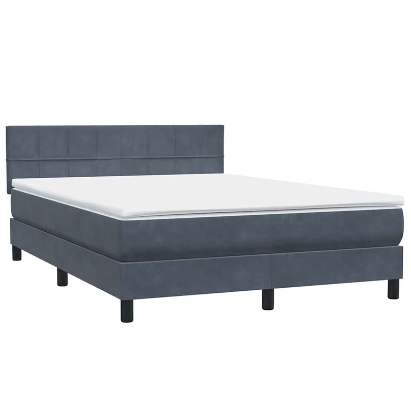 Pat box spring cu saltea, gri închis, 160x210 cm, catifea