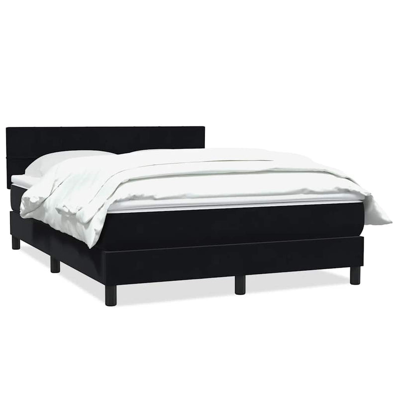Pat box spring cu saltea, negru, 160x210 cm, catifea