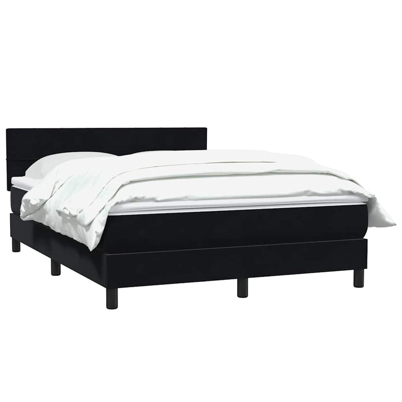 Pat box spring cu saltea, negru, 160x210 cm, catifea