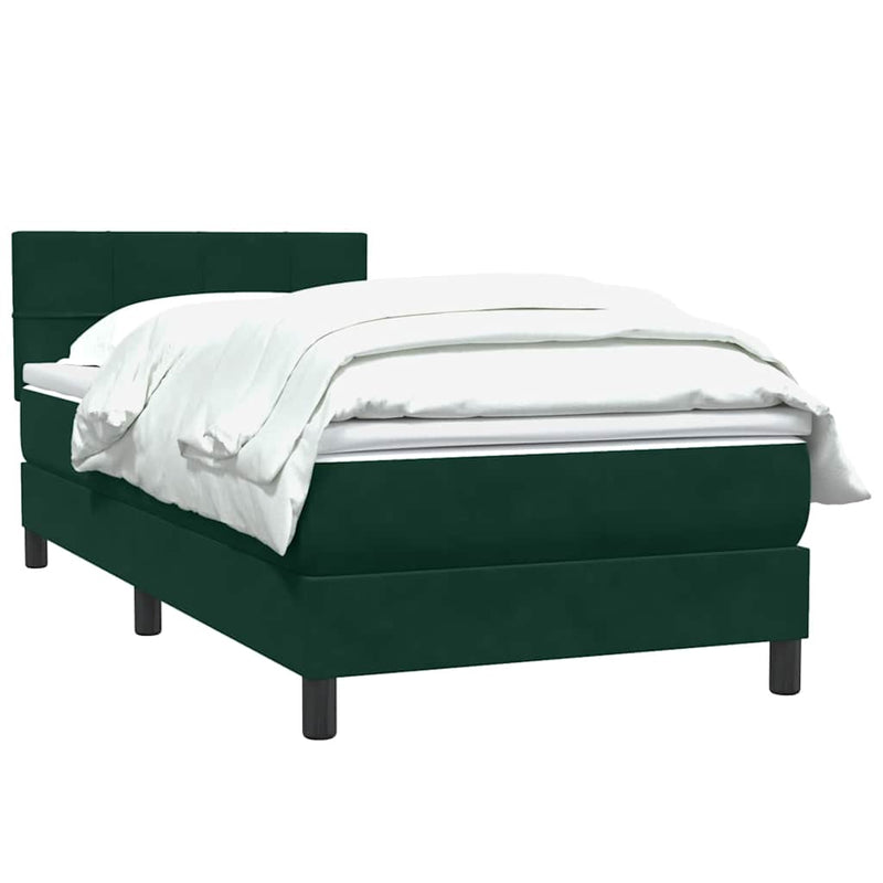 Pat box spring cu saltea, verde închis, 80x220 cm, catifea