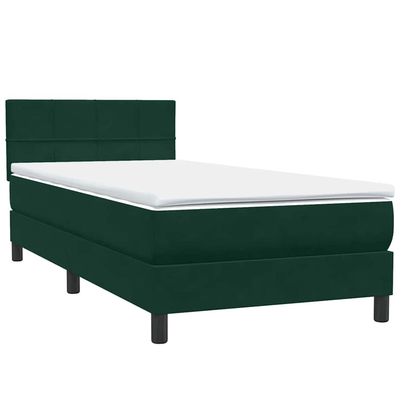 Pat box spring cu saltea, verde închis, 80x220 cm, catifea