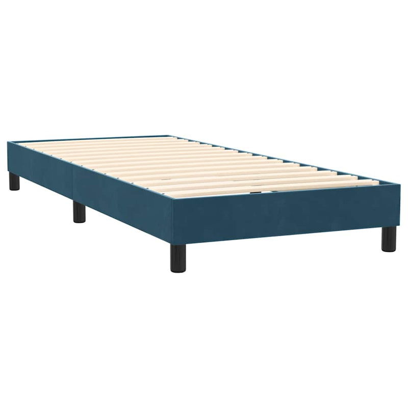 Pat box spring cu saltea, albastru închis, 80x220 cm, catifea