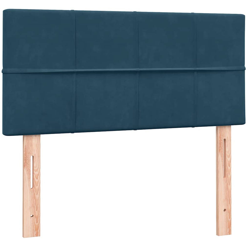 Pat box spring cu saltea, albastru închis, 80x220 cm, catifea