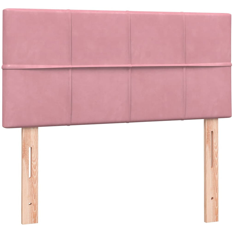 Pat box spring cu saltea, roz, 80x220 cm, catifea
