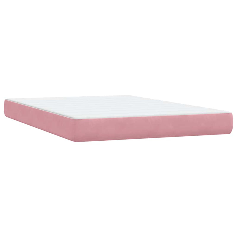 Pat box spring cu saltea, roz, 140x220 cm, catifea