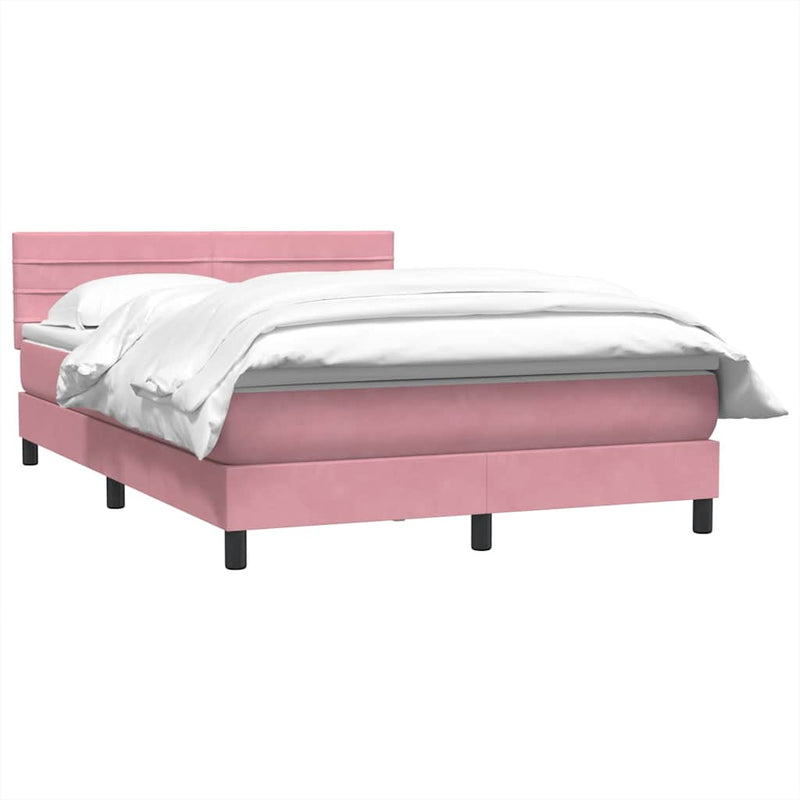 Pat box spring cu saltea, roz, 160x210 cm, catifea