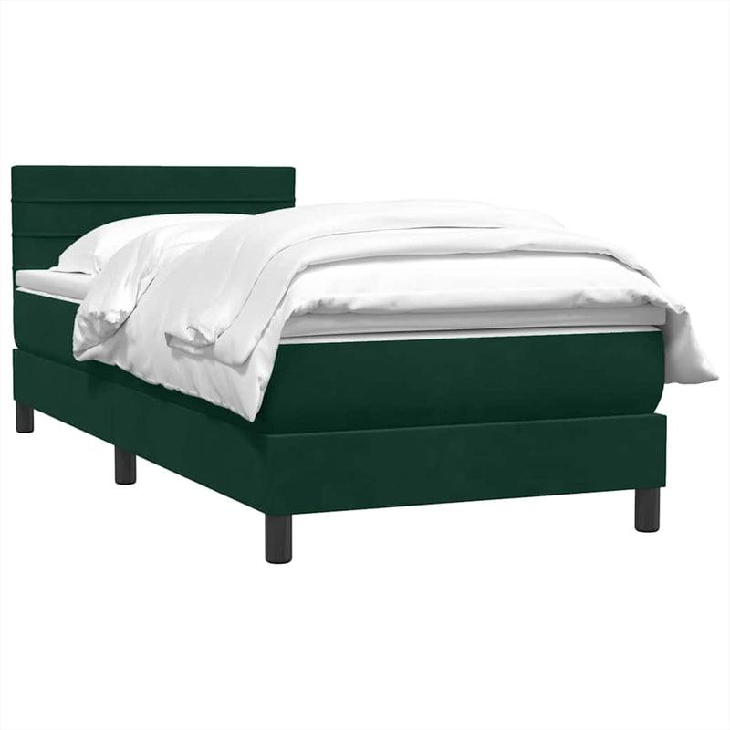 Pat box spring cu saltea, verde închis, 80x220 cm, catifea