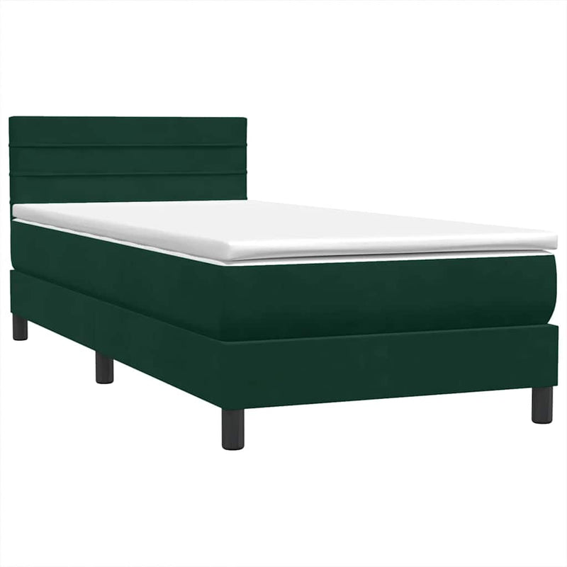 Pat box spring cu saltea, verde închis, 80x220 cm, catifea