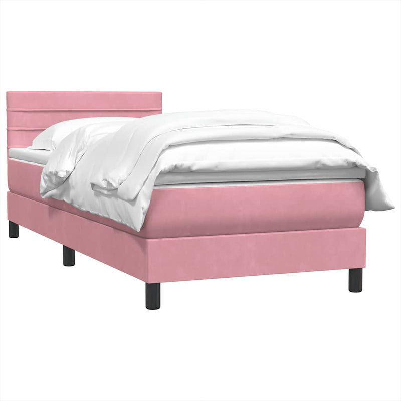 Pat box spring cu saltea, roz, 80x220 cm, catifea