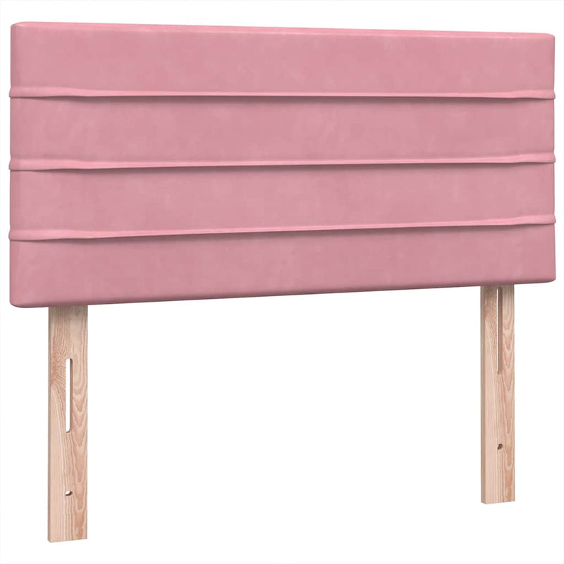 Pat box spring cu saltea, roz, 80x220 cm, catifea
