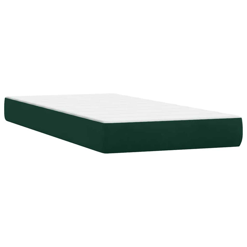 Pat box spring cu saltea, verde închis, 80x220 cm, catifea