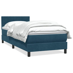 Pat box spring cu saltea, albastru închis, 80x220 cm, catifea