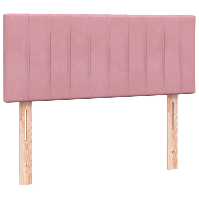 Pat box spring cu saltea, roz, 120x220 cm, catifea