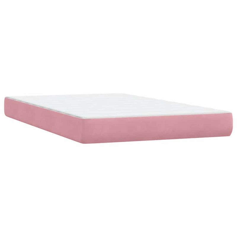Pat box spring cu saltea, roz, 120x220 cm, catifea