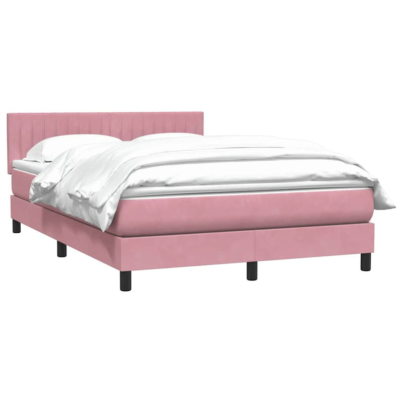 Pat box spring cu saltea, roz, 160x220 cm, catifea