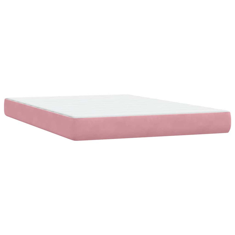 Pat box spring cu saltea, roz, 140x210 cm, catifea