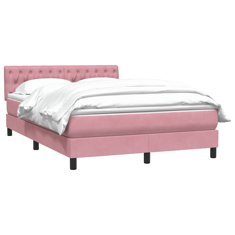 Pat box spring cu saltea, roz, 160x210 cm, catifea