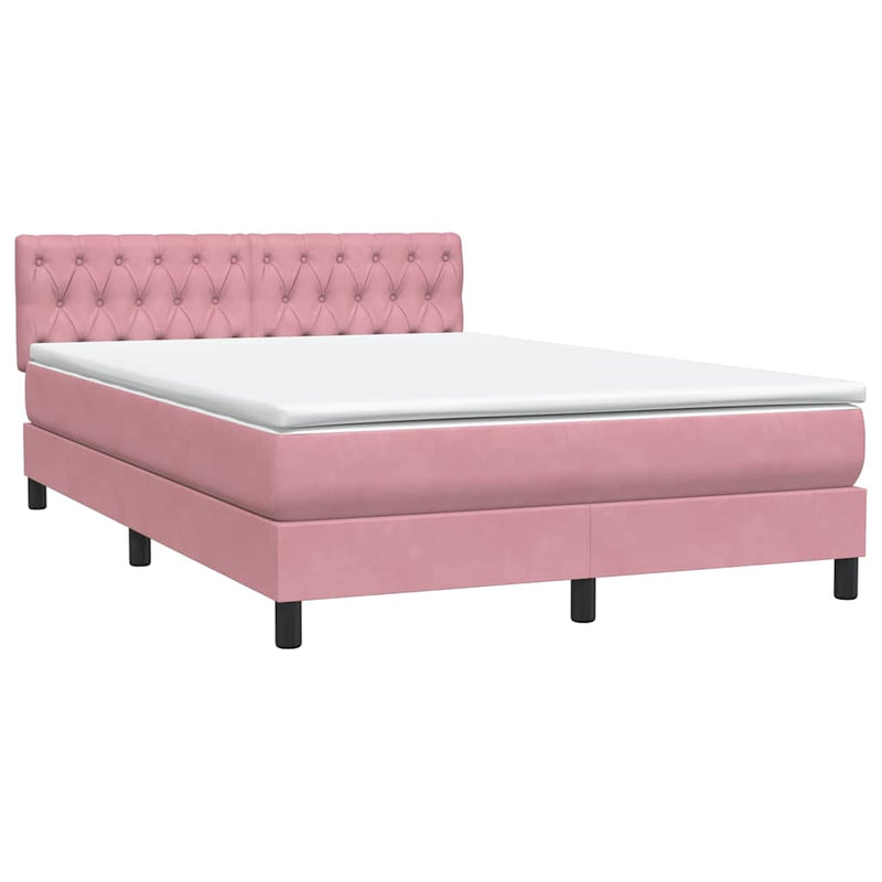 Pat box spring cu saltea, roz, 160x210 cm, catifea