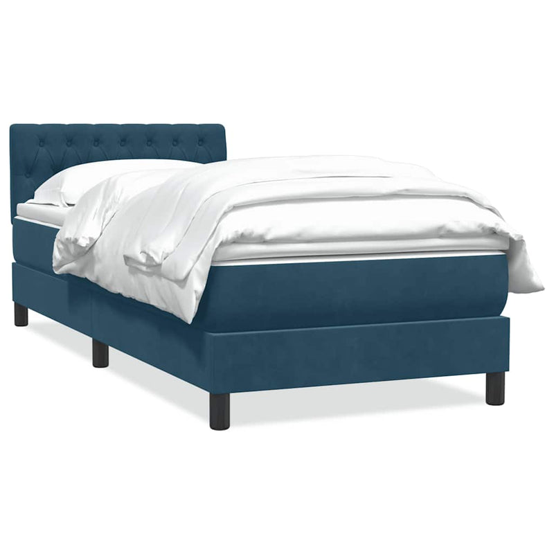 Pat box spring cu saltea, albastru închis, 80x220 cm, catifea